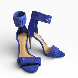 ROYAL BLUE SUEDE LEATHER GIANNI BINI CUTOUT STRAPPY HEELS Sz 10 EPOC